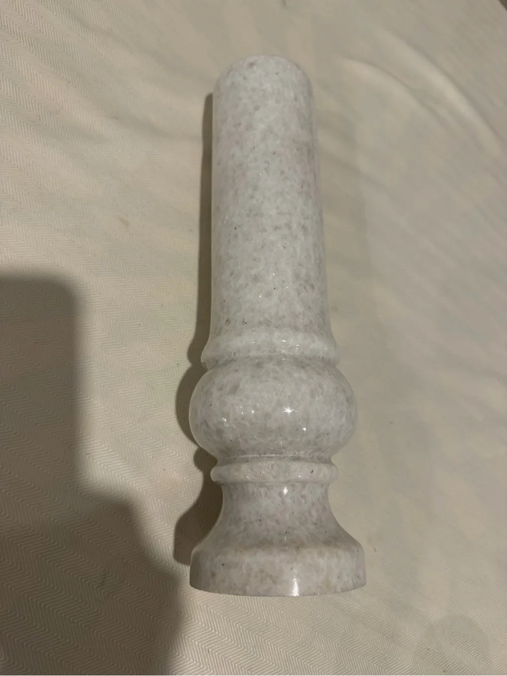 Vintage Hand Carved White Marble Cylindrical 12” Vase